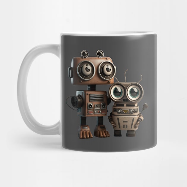 Cute Vintage Robot with Sidekick by JGodvliet